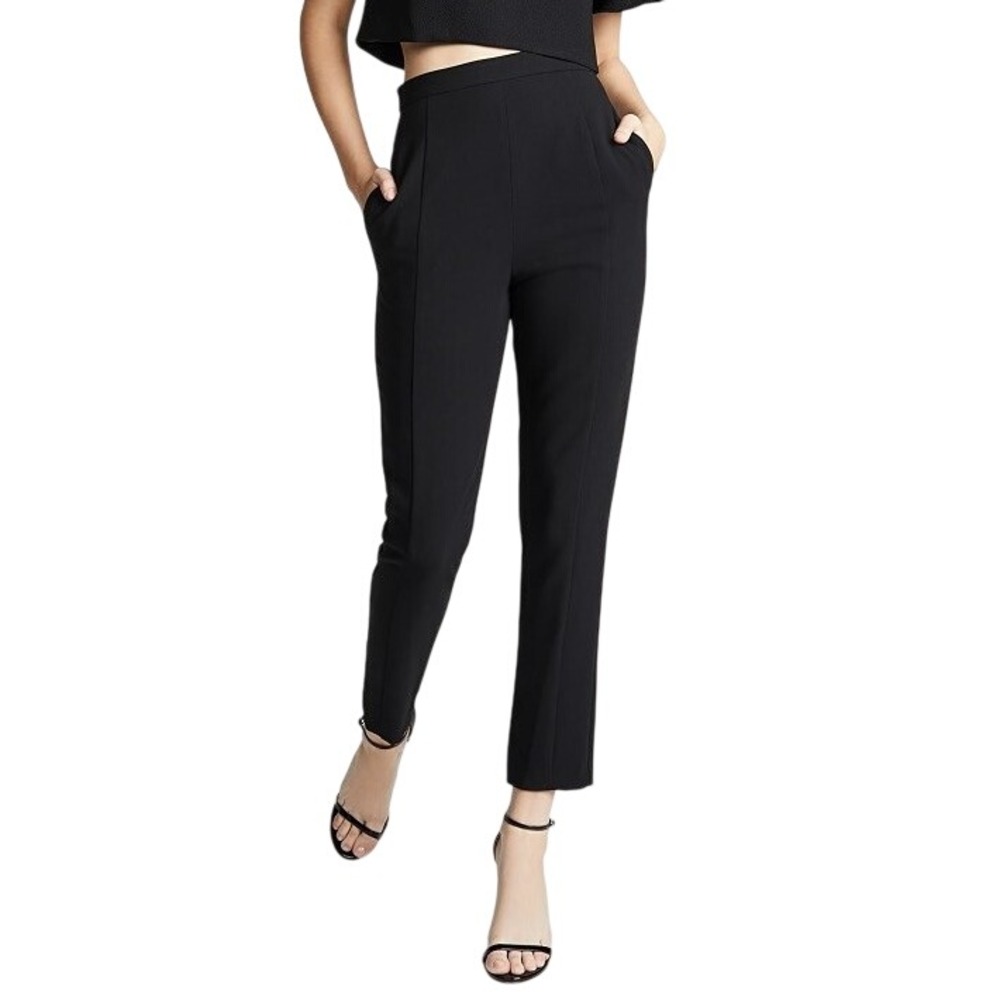 Black Halo Syon Pants Womens 4 Black Cropped Straight Old Money Corporate Chic